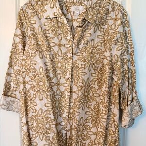 Charter Club Gold and Cream Button Down Shirt